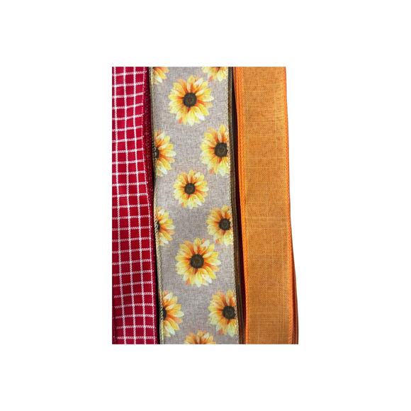 Fall Wreath Kit "Give Thanks" Sign & Pumpkin Truck, Sunflower Ribbons Bundle - Picture 5 of 5